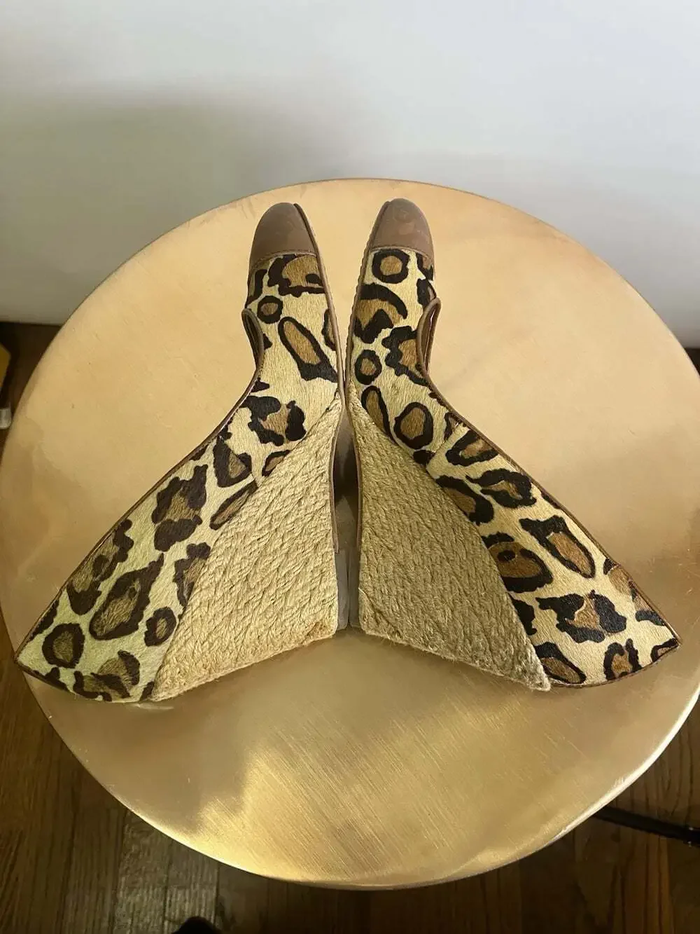 Sam Edelman Animal Print Horse Hair Wedge Pumps Espadrilles Sz 9.5 Almond Toe